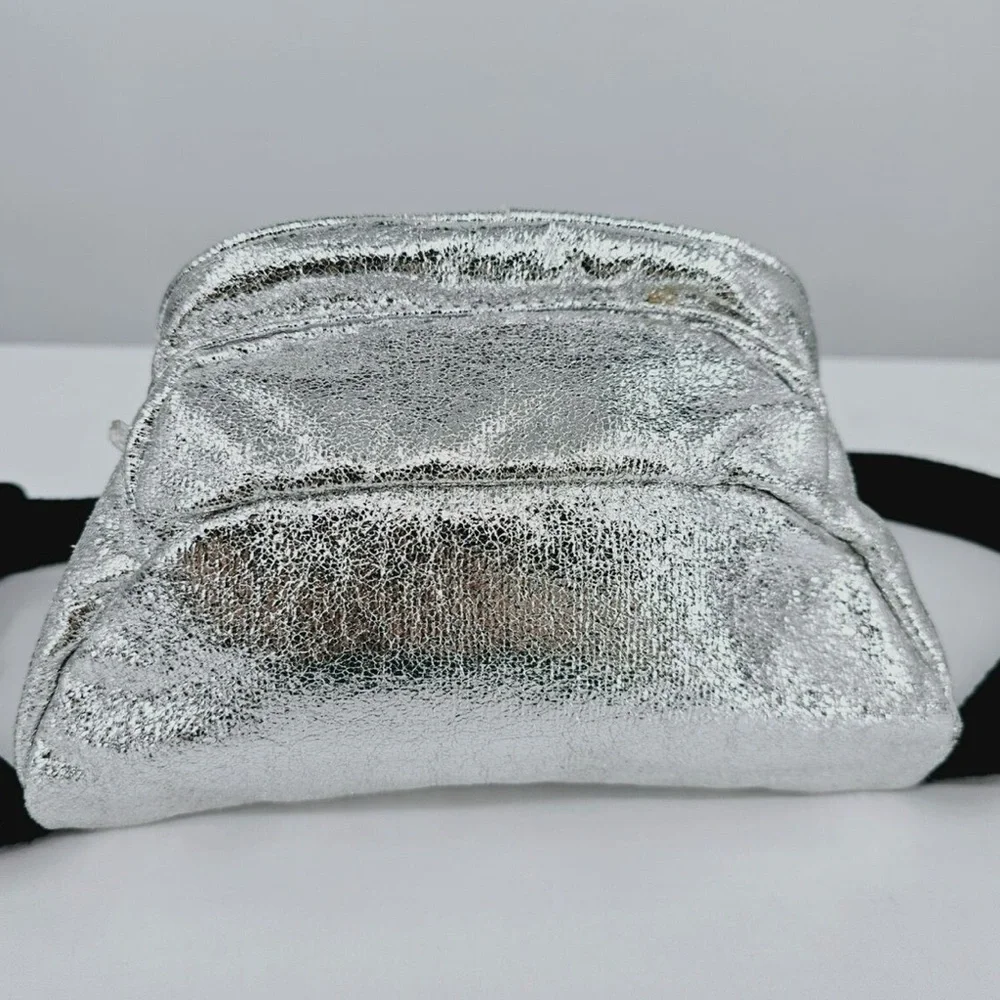 Zara Teddy Bear Fanny Pack Metallic Silver